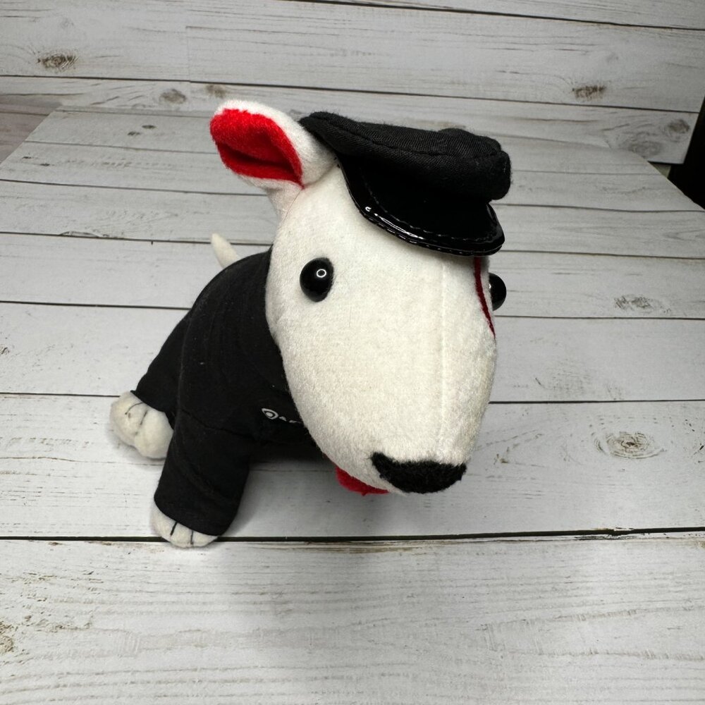 Target Bullseye Bull Terrier Plush In Black Outfit & Hat‎ 2005 Plush Stuffed Toy
